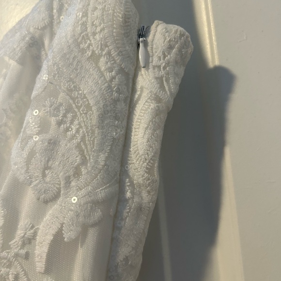 Lulu's White Lace Embellished Sheath Dress - Picture 3 of 5